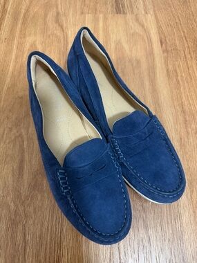 Geox Navy Blue Suede Women’s Penny Loafers